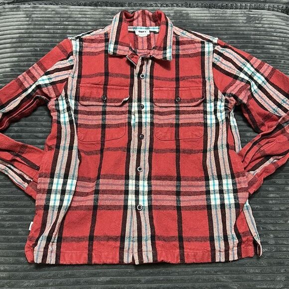 Obey Plaid Thick Flannel Stephan Shirt Jacket Long Sleeve Button Down Medium - Picture 1 of 9